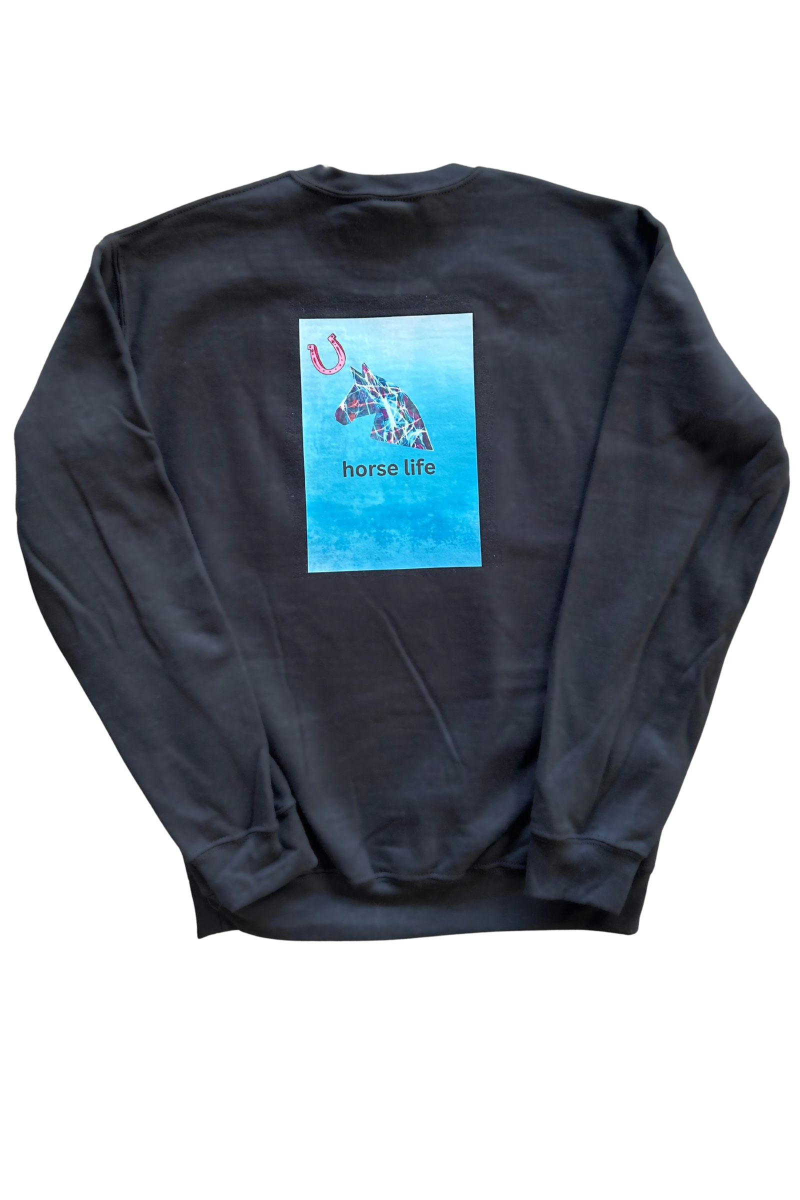 ** Black Adult Crew Neck Sweatshirt- Horse Life