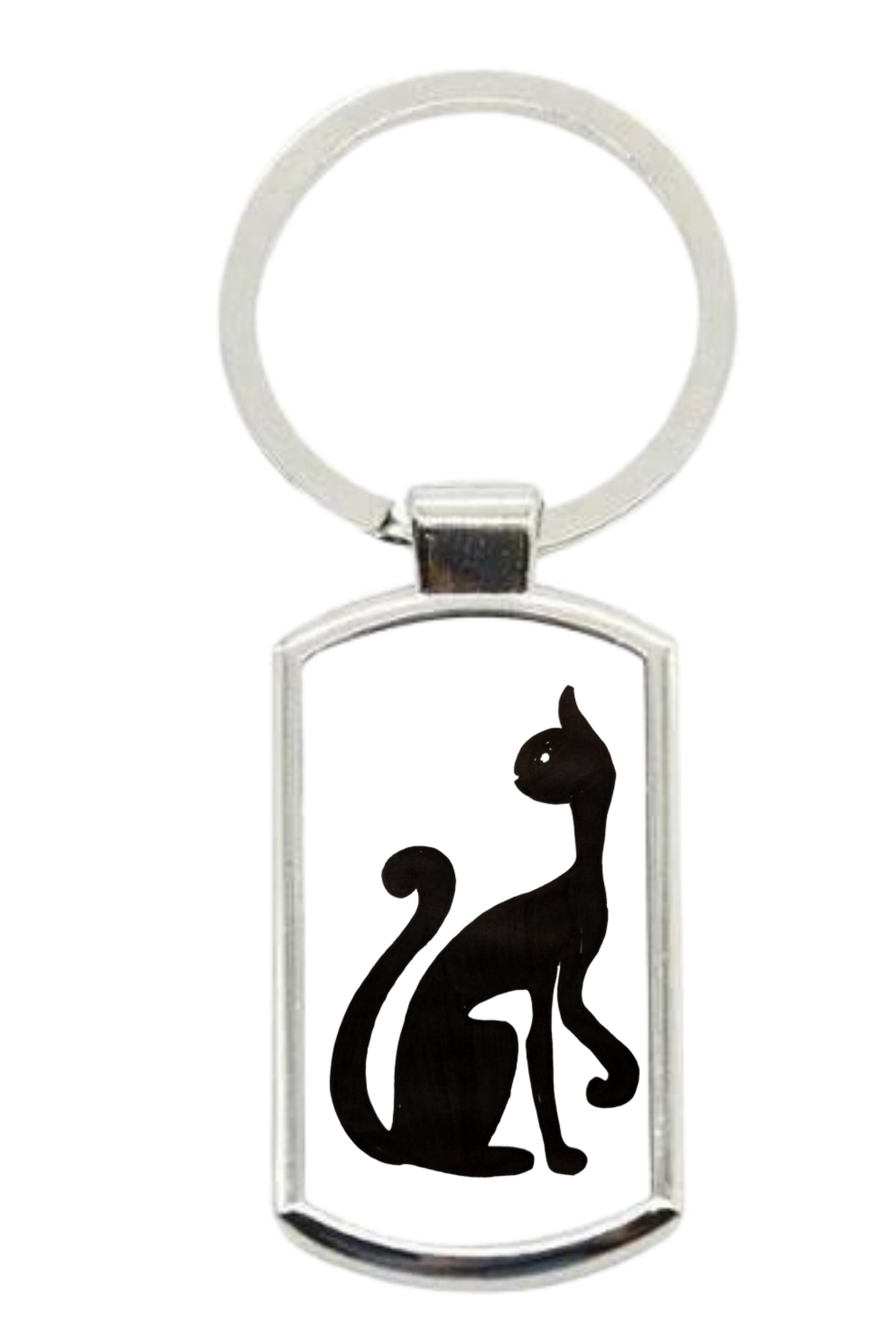 **Black cat metal keyring