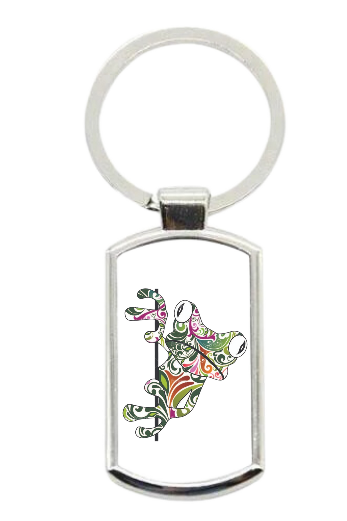 * Frog design silver  colour metal keyring rectangular shape