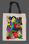 **Dogs coloured doodle tote bag with black handles
