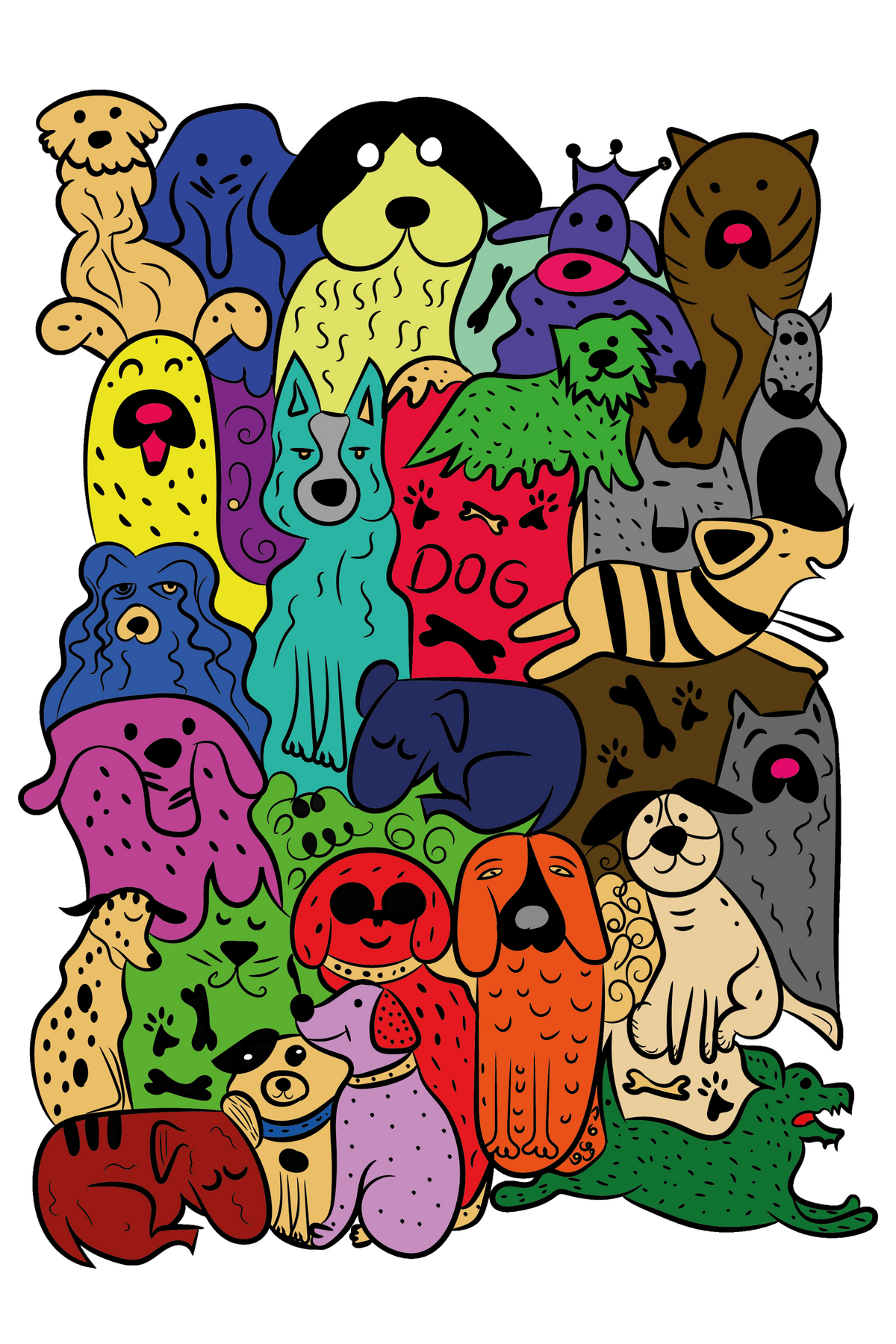 **Colourful Dogs printed cotton T-shirt various colours