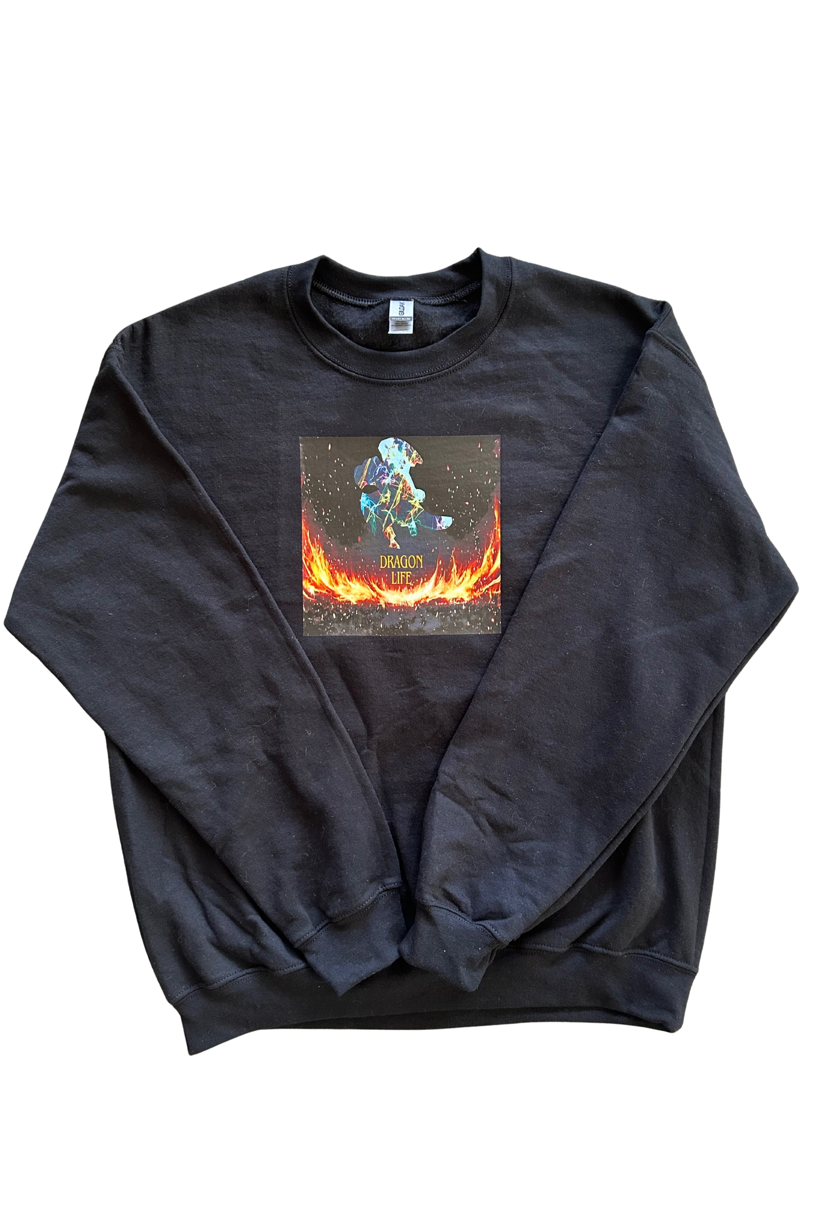** Black Adult Crew Neck Sweatshirt- Dragon Life