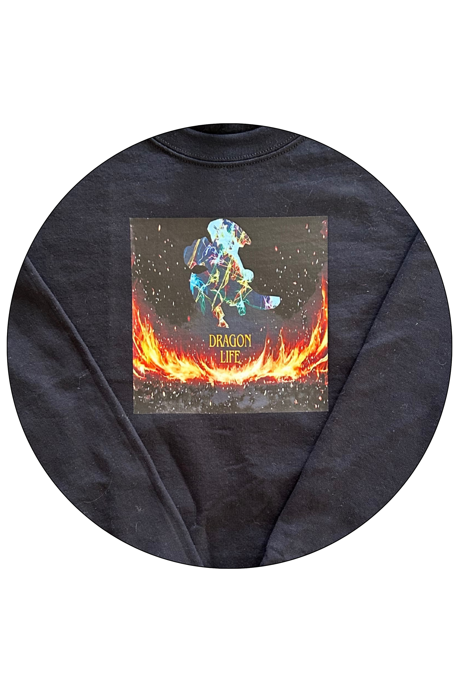 ** Black Adult Crew Neck Sweatshirt- Dragon Life
