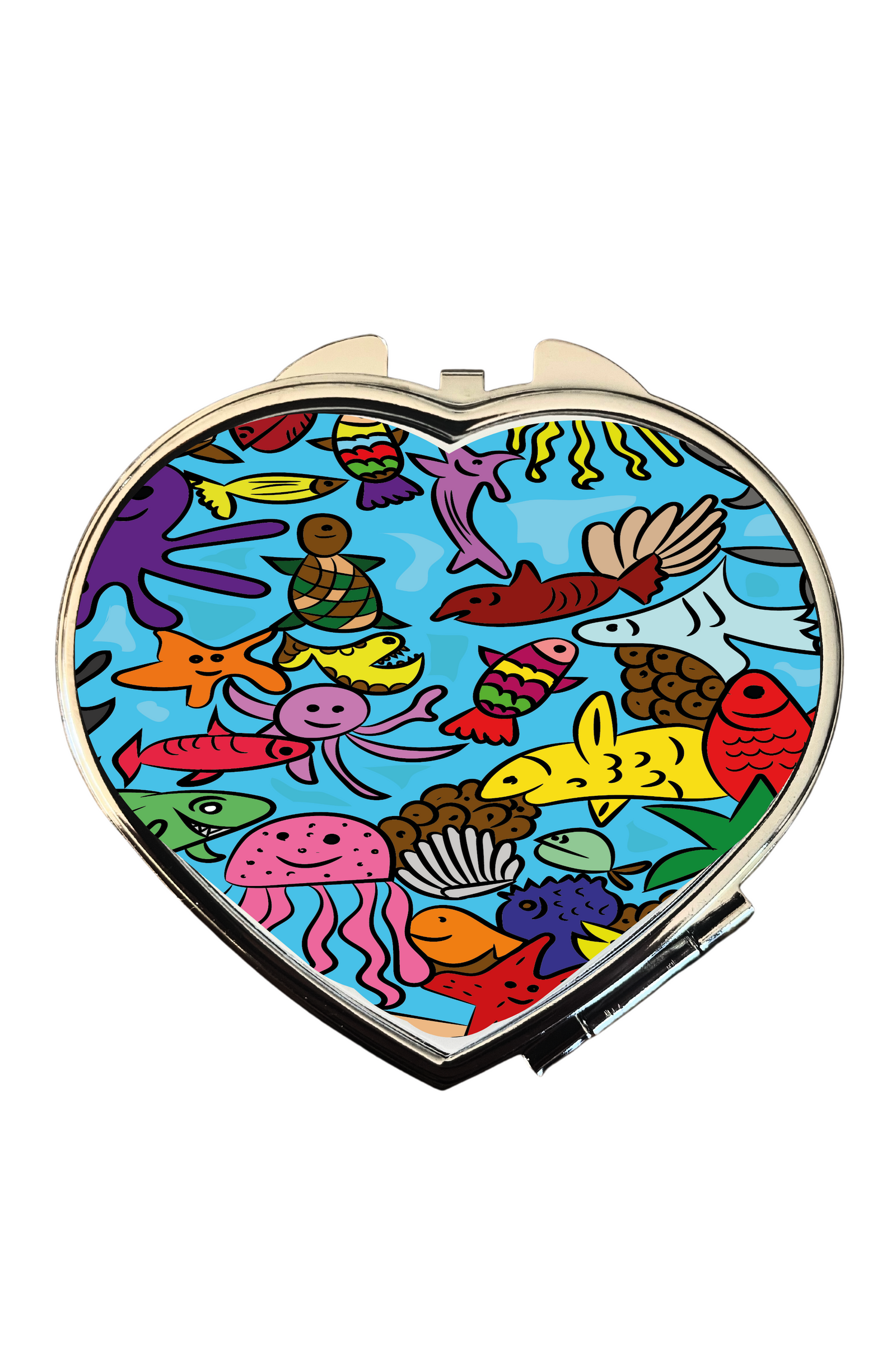 ***Ocean compact mirror heart shaped