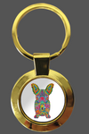 **Ball dog detailed design Gold circular metal keyring