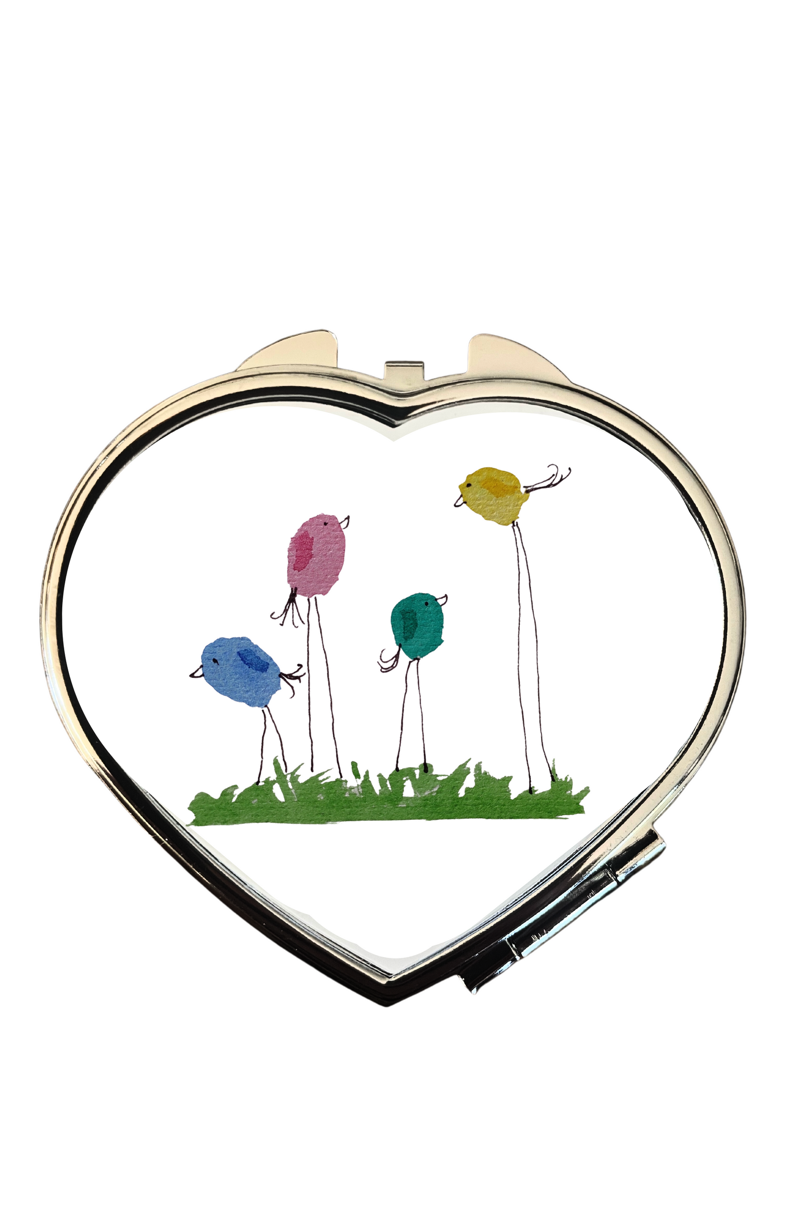 **Birds heart shaped compact mirror