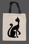 **Black cat tote bag black handles