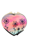 **Compact mirror heart shape flowers doodle Watercolor