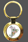 ***Frog Design Gold metal circular keyring