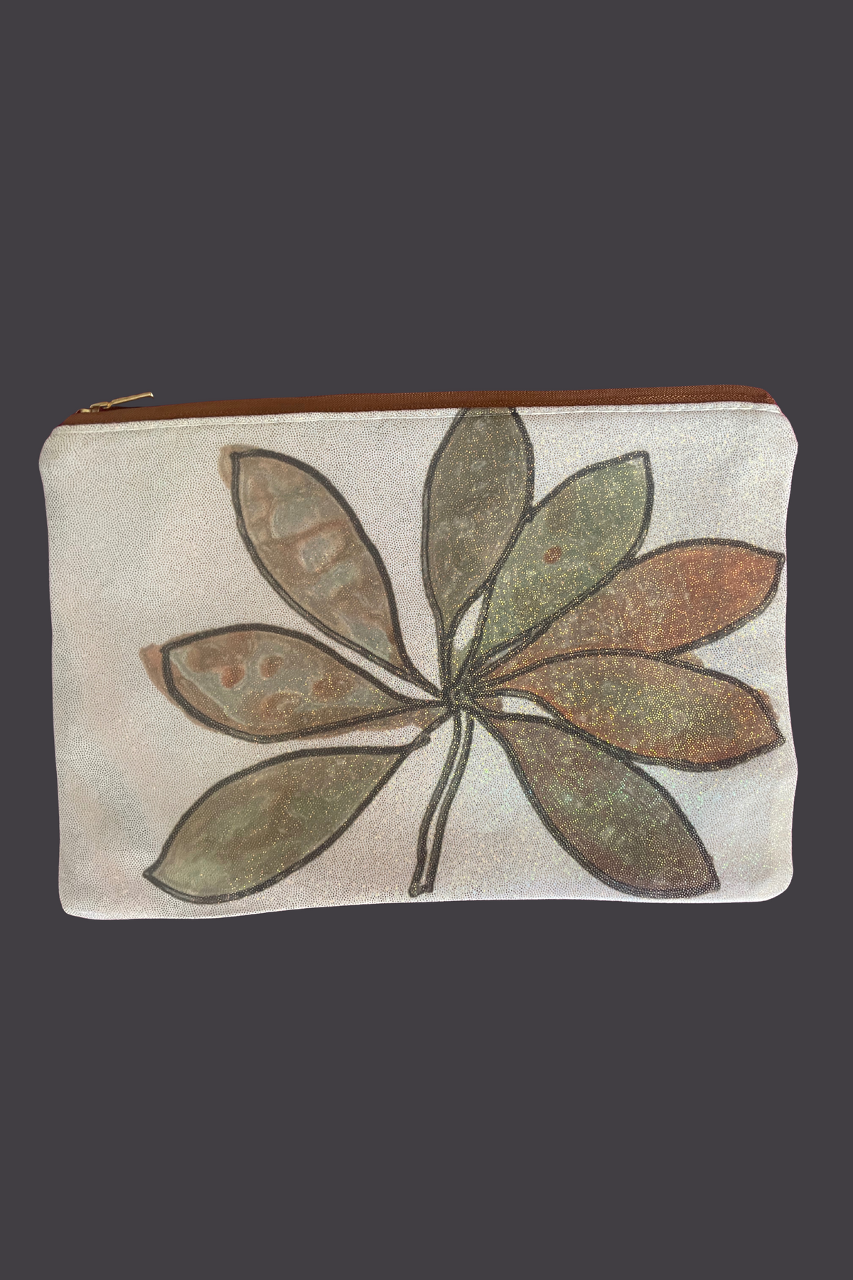 Glittery Cosmetics Bag leaf design- S Dean 2022-23