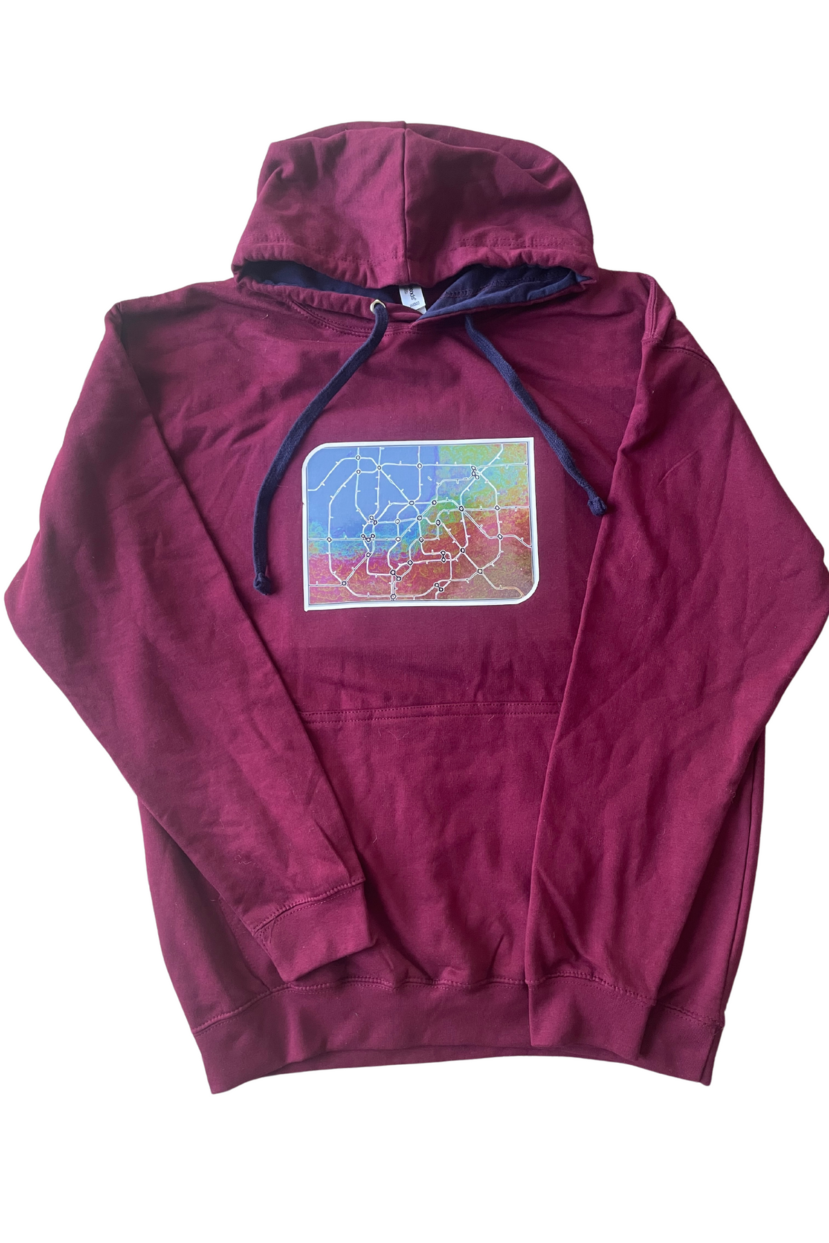 **Hoodie Train Map Design in Burgundy - S Dean 2022-23