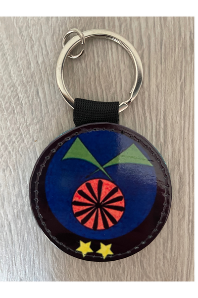 Keyring with gold glitter reverse in collage design- Brier 2022-23