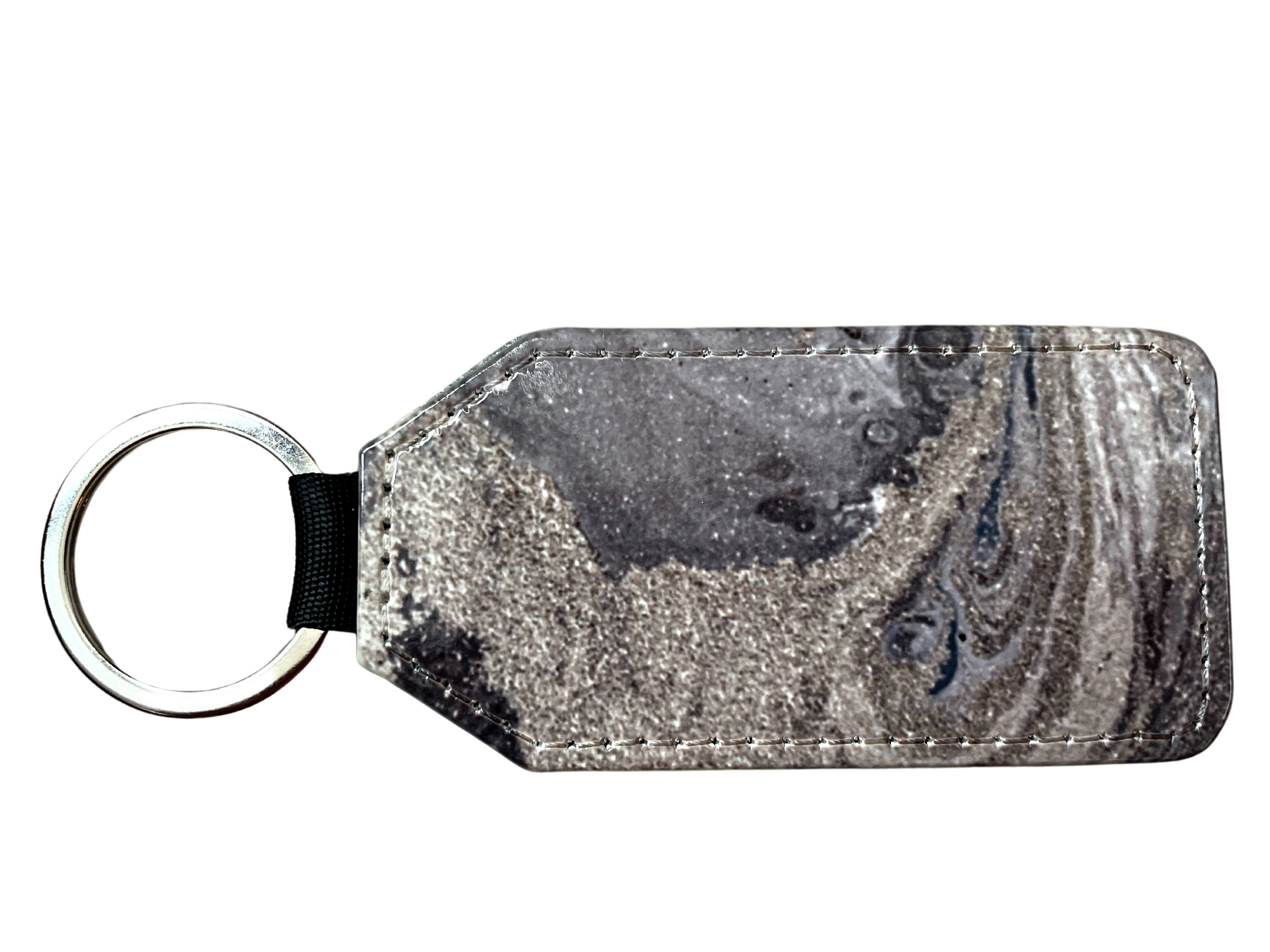 *Keyring with a silver and glitter design