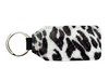 *Keyring with a black and white leopard design