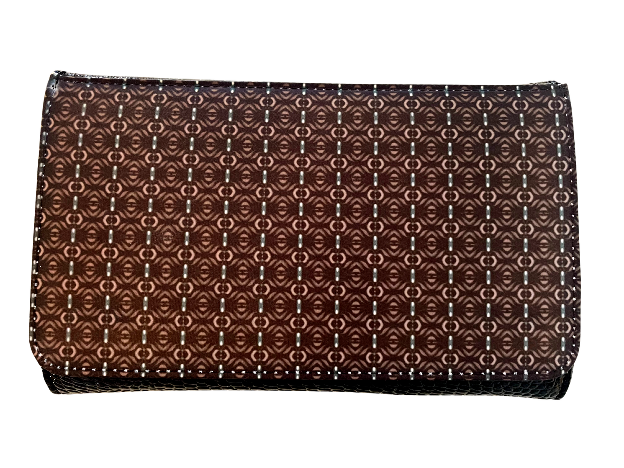 *Evening bag with black and brown print