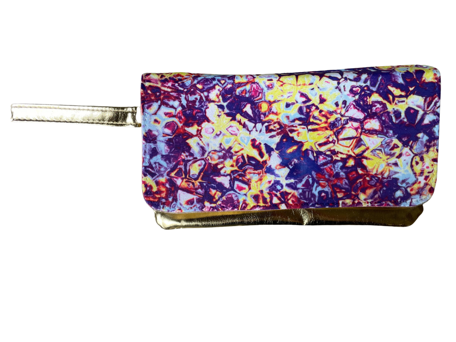 *Gold Cosmetic Bag in a purple design