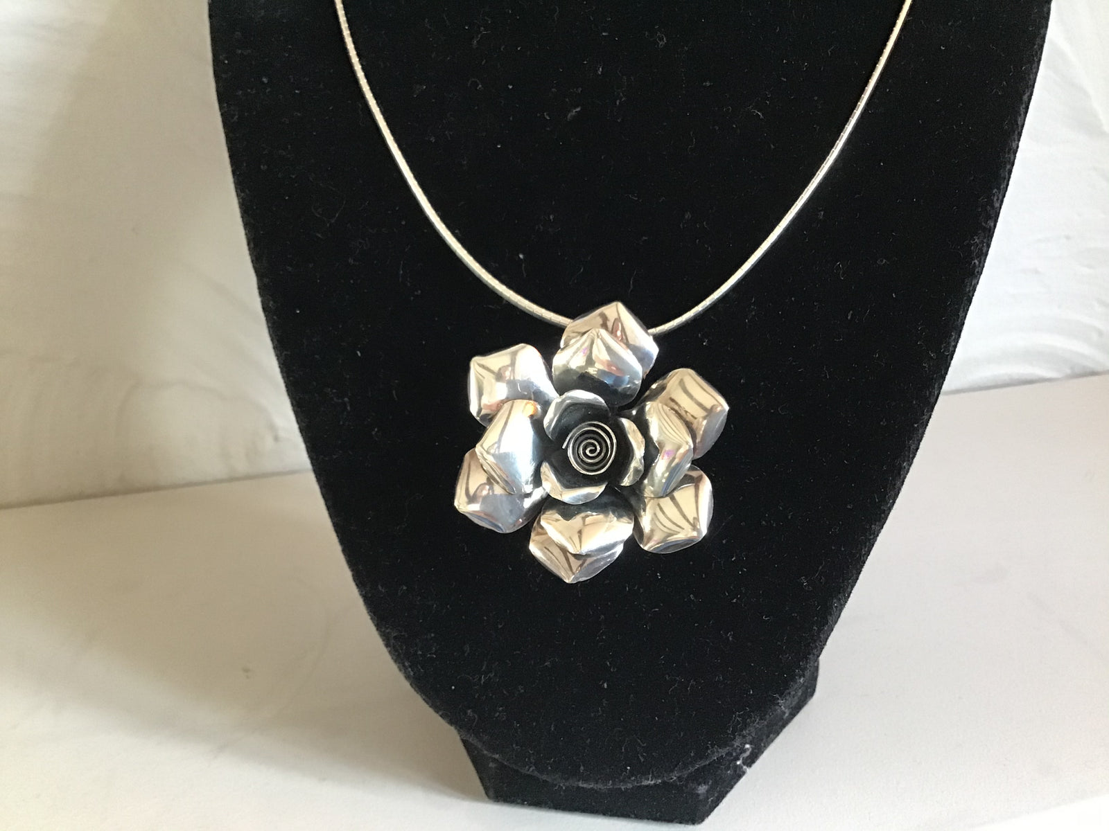 Beautiful Sterling Silver flower on a silver chocker