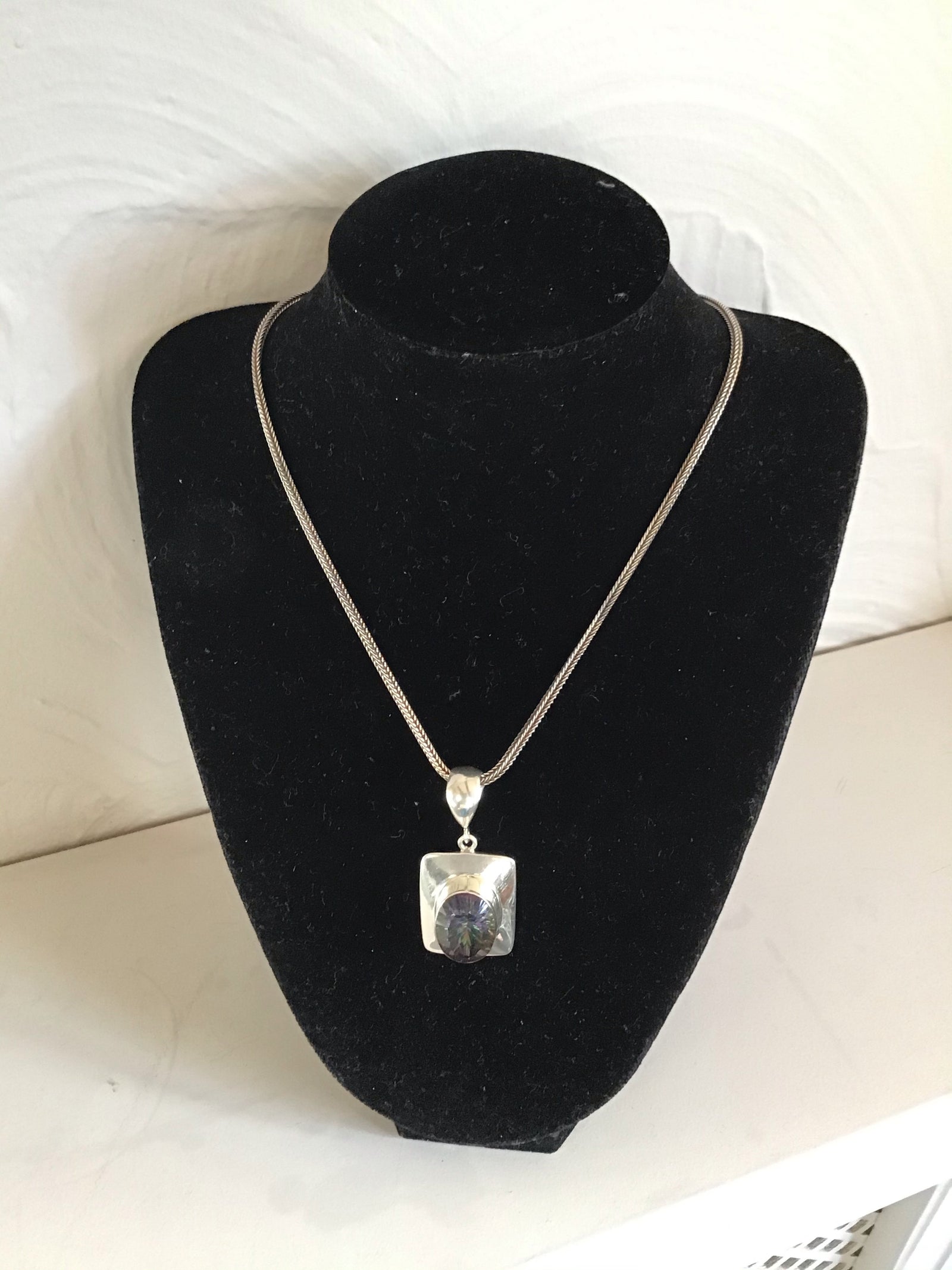 Mystic Quartz pendant sterling silver and on a silver chain
