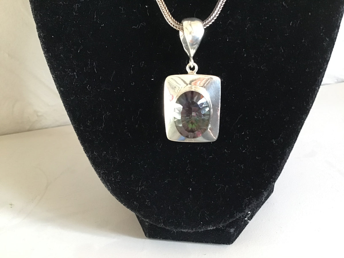 Mystic Quartz pendant sterling silver and on a silver chain