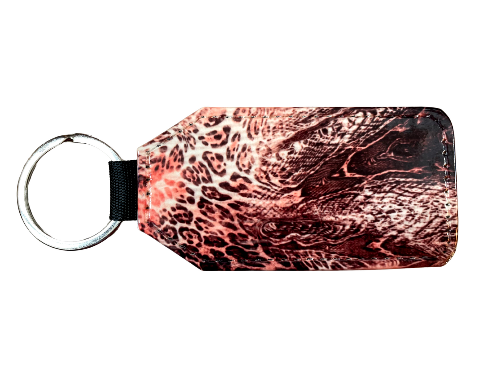 *Keyring in pink mixed animal print