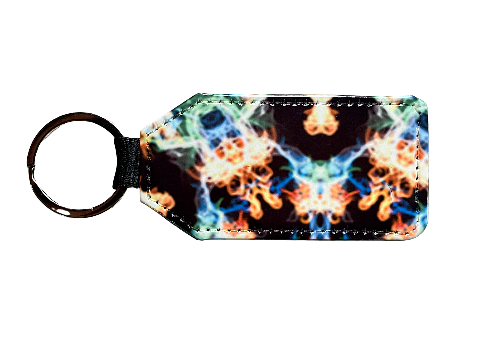 *Keyring with a blue and orange smoke design