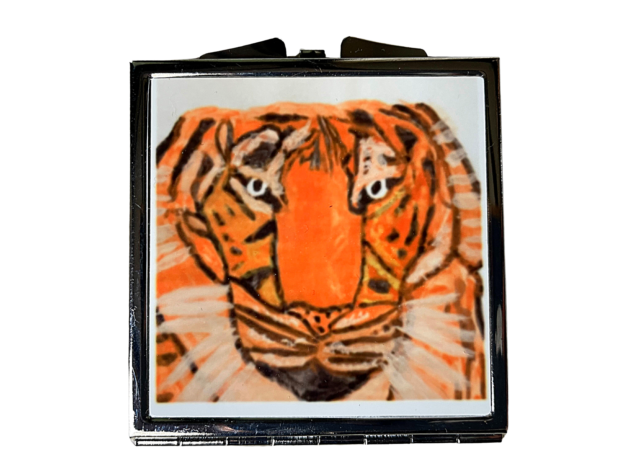 *Compact Mirror with tiger design