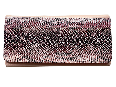 *Large pink PU leather purse with snakeskin design