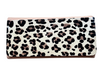 *Large pink PU leather purse with white leopard design