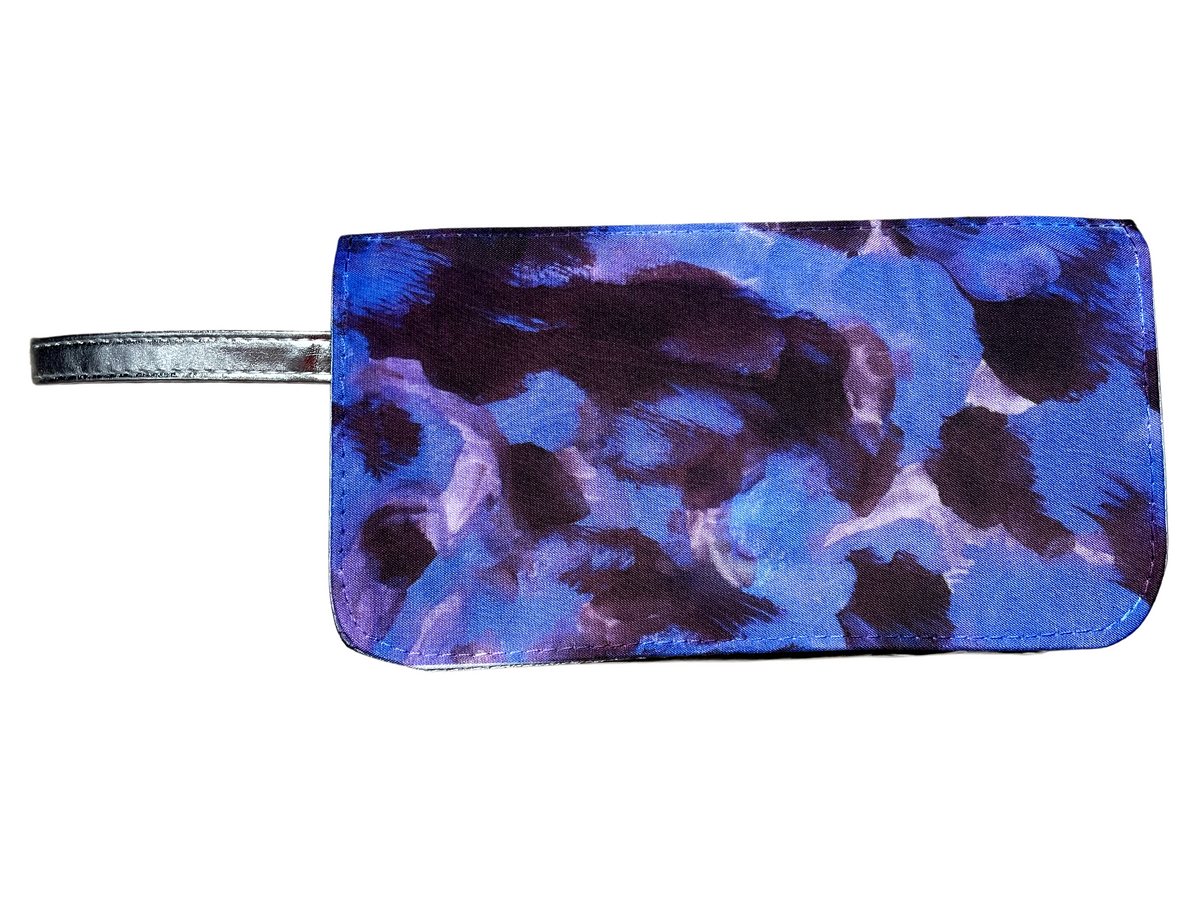 *Silver Cosmetic bag in a blue design