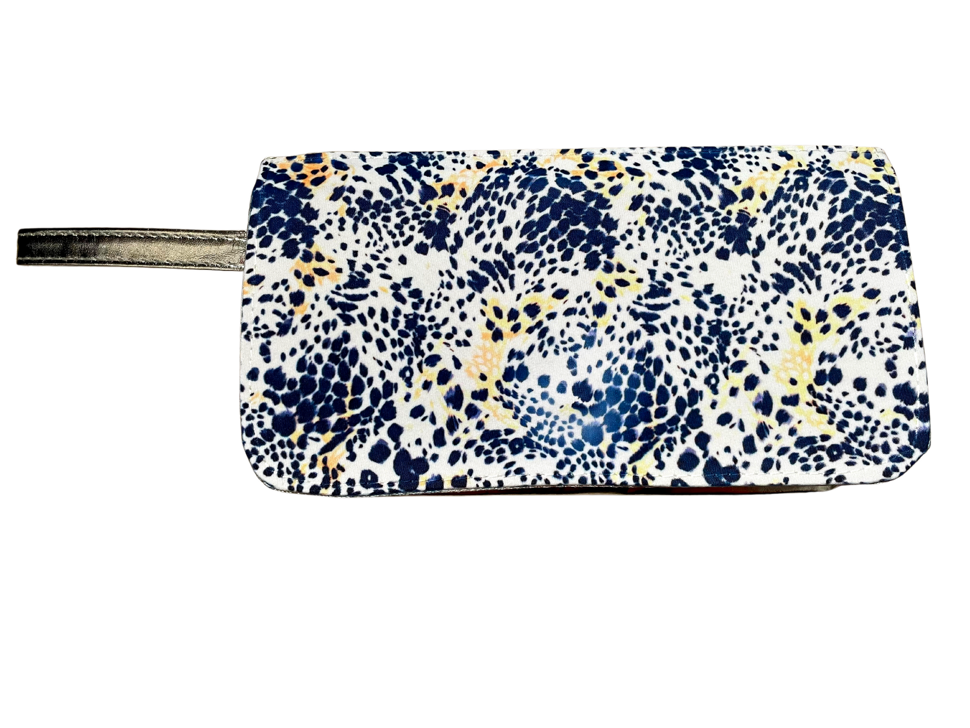 *Silver Cosmetic Bag in a blue and white design